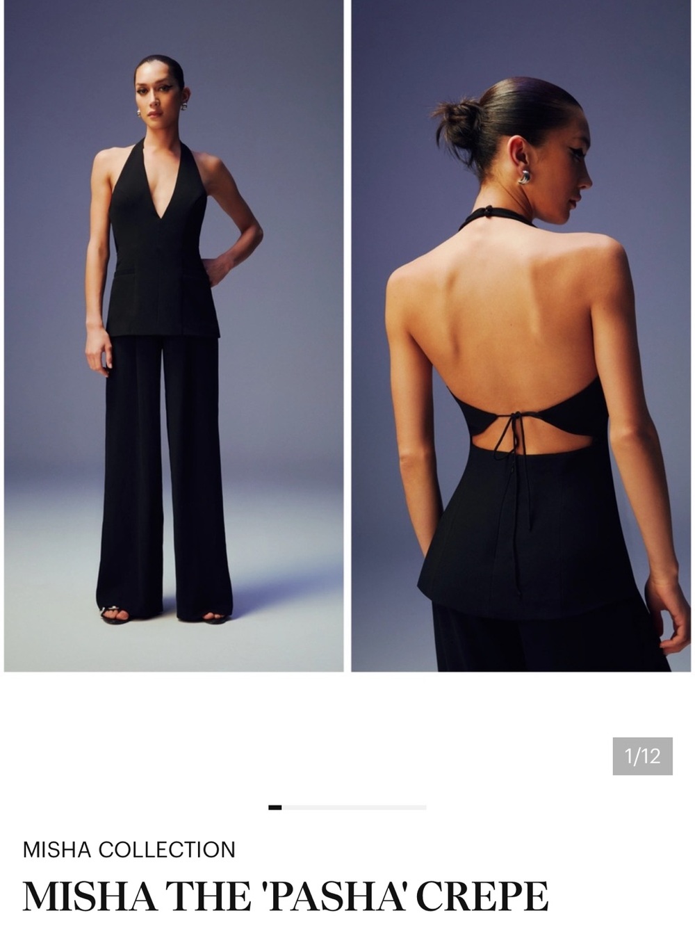 MISHA COLLECTION Black Halter Wide-Leg Jumpsuit